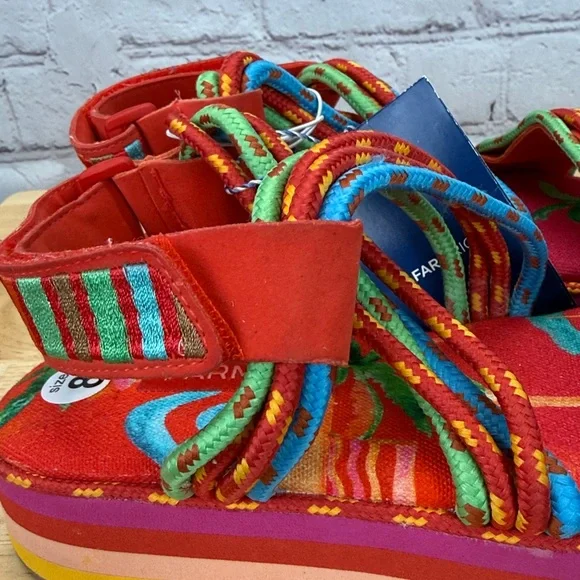FARM RIO Tropical Platform Sandal NWT Sz 8 retail $230 - Picture 8 of 14